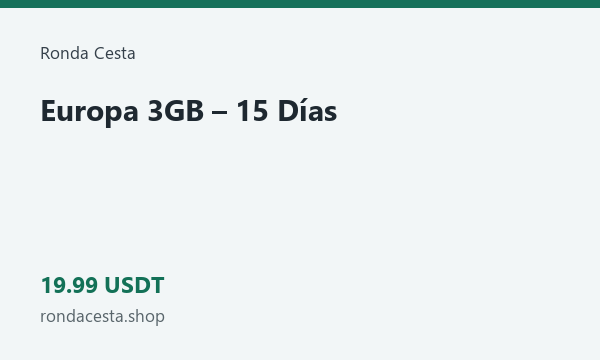 Europa 3GB – 15 Días · 19.99 USDT